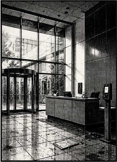 Lobby elevator floor scene