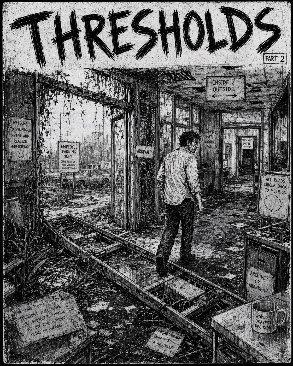 A monochrome threshold scene from the Obscure zine archive.